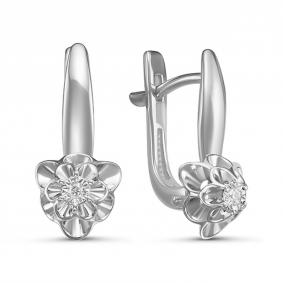 Серебряные серьги GRIGORIEV Г02-10-5414(с) с бриллиантом Г02-10-5414(с) фото