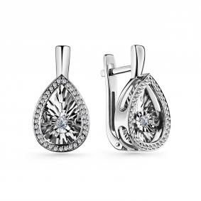 Серебряные серьги GRIGORIEV Г02-10-5497-41-00-1 с фианитом Г02-10-5497-41-00-1 фото