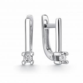 Серебряные серьги GRIGORIEV Г02-10-5682-21-00 с бриллиантом Г02-10-5682-21-00 фото