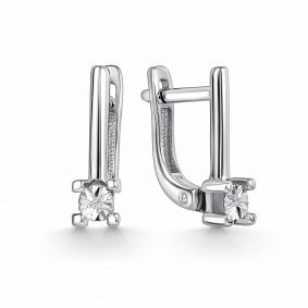 Серебряные серьги GRIGORIEV Г02-10-5768-21-00 с бриллиантом Г02-10-5768-21-00 фото