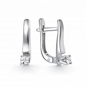 Серебряные серьги GRIGORIEV Г02-10-5776-21-00-1 с бриллиантом Г02-10-5776-21-00-1 фото