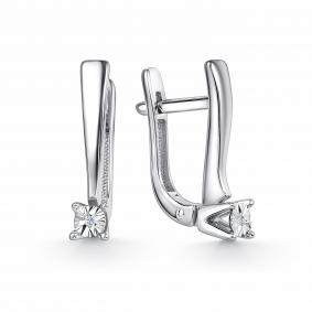 Серебряные серьги GRIGORIEV Г02-10-5777-21-00 с бриллиантом Г02-10-5777-21-00 фото