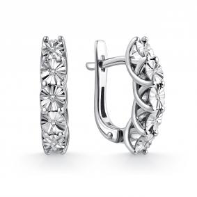 Серебряные серьги GRIGORIEV Г02-10-5823-21-00-1 с бриллиантом Г02-10-5823-21-00-1 фото