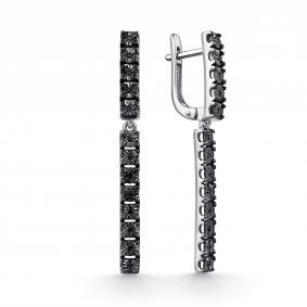 Серебряные серьги GRIGORIEV Г02-10-5860-12-00-1 с чёрным бриллиантом Г02-10-5860-12-00-1 фото