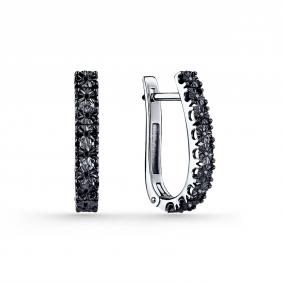Серебряные серьги GRIGORIEV Г02-10-5860-12-00 с чёрным бриллиантом Г02-10-5860-12-00 фото