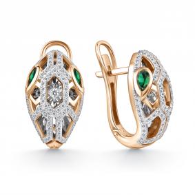 Золотые серьги GRIGORIEV Г02-11-51041-31-01 с бриллиантом и изумрудом Г02-11-51041-31-01 фото
