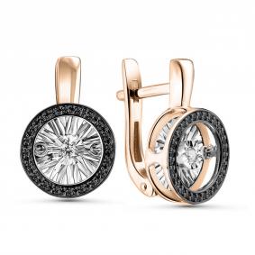 Золотые серьги GRIGORIEV Г02-11-5478-13-00-1 с бриллиантом и чёрным бриллиантом Г02-11-5478-13-00-1 фото