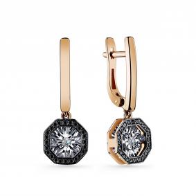 Золотые серьги GRIGORIEV Г02-11-5628-13-00-1 с бриллиантом и чёрным бриллиантом Г02-11-5628-13-00-1 фото
