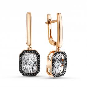 Золотые серьги GRIGORIEV Г02-11-5629-13-00-1 с бриллиантом и чёрным бриллиантом Г02-11-5629-13-00-1 фото
