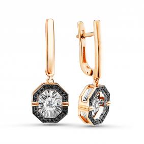 Золотые серьги GRIGORIEV Г02-11-5630-13-00-1 с бриллиантом и чёрным бриллиантом Г02-11-5630-13-00-1 фото