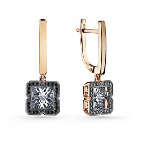 Золотые серьги GRIGORIEV Г02-11-5889-13-00-1 с бриллиантом и чёрным бриллиантом Г02-11-5889-13-00-1 фото