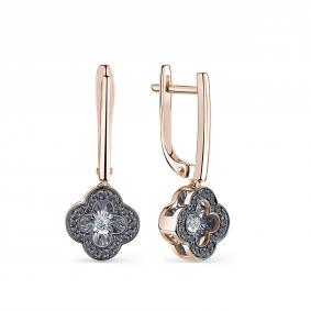 Золотые серьги GRIGORIEV Г02-11-5891-13-00-1 с бриллиантом и чёрным бриллиантом Г02-11-5891-13-00-1 фото