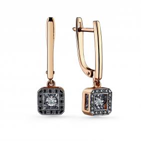 Золотые серьги GRIGORIEV Г02-11-5903-13-00-1 с бриллиантом и чёрным бриллиантом Г02-11-5903-13-00-1 фото