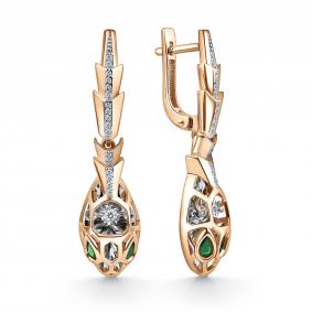 Золотые серьги GRIGORIEV Г02-11-5941-31-01-2 с бриллиантом и изумрудом Г02-11-5941-31-01-2 фото