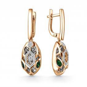 Золотые серьги GRIGORIEV Г02-11-5942-31-01-1 с бриллиантом и изумрудом Г02-11-5942-31-01-1 фото
