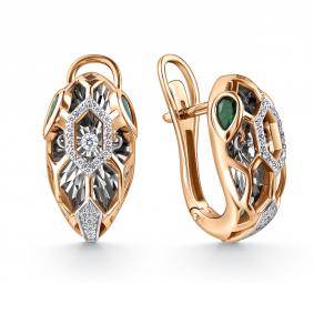 Золотые серьги GRIGORIEV Г02-11-5942-31-01 с бриллиантом и изумрудом Г02-11-5942-31-01 фото