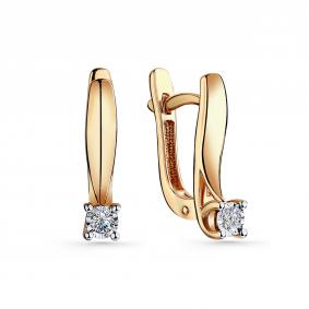 Золотые серьги GRIGORIEV Г02-11-6384-11-00-22 с бриллиантом Г02-11-6384-11-00-22 фото