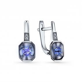 Серьги из белого золота GRIGORIEV Г02-12-0879-21-07 с бриллиантом и танзанитом Г02-12-0879-21-07 фото