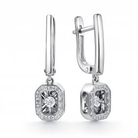 Серьги из белого золота GRIGORIEV Г02-12-51025-31-00-1 с бриллиантом Г02-12-51025-31-00-1 фото