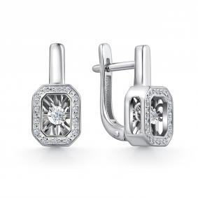 Серьги из белого золота GRIGORIEV Г02-12-51025-31-00 с бриллиантом Г02-12-51025-31-00 фото