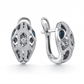 Серьги из белого золота GRIGORIEV Г02-12-51041-31-02 с бриллиантом и сапфиром Г02-12-51041-31-02 фото