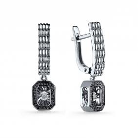 Серьги из белого золота GRIGORIEV Г02-12-51066-13-00-1 с бриллиантом и чёрным бриллиантом Г02-12-51066-13-00-1 фото