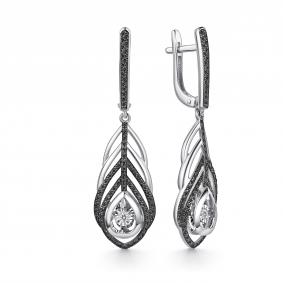 Серьги из белого золота GRIGORIEV Г02-12-51131-13-00-1 с бриллиантом и чёрным бриллиантом Г02-12-51131-13-00-1 фото