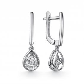 Серьги из белого золота GRIGORIEV Г02-12-51202-11-00-1 с бриллиантом Г02-12-51202-11-00-1 фото