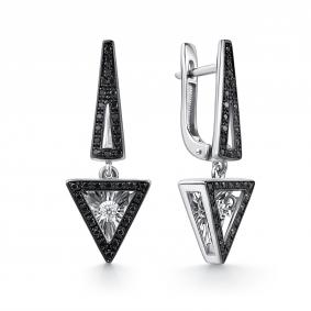 Серьги из белого золота GRIGORIEV Г02-12-51237-13-00-1 с бриллиантом и чёрным бриллиантом Г02-12-51237-13-00-1 фото