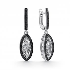 Серьги из белого золота GRIGORIEV Г02-12-51241-13-00-1 с бриллиантом и чёрным бриллиантом Г02-12-51241-13-00-1 фото