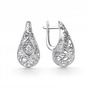 Серьги из белого золота GRIGORIEV Г02-12-51257-11-00-1 с бриллиантом Г02-12-51257-11-00-1 фото