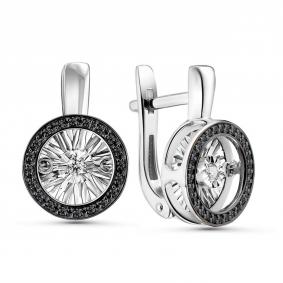 Серьги из белого золота GRIGORIEV Г02-12-5478-13-00-1 с бриллиантом и чёрным бриллиантом Г02-12-5478-13-00-1 фото
