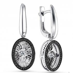 Серьги из белого золота GRIGORIEV Г02-12-5498-13-00 с бриллиантом и чёрным бриллиантом Г02-12-5498-13-00 фото