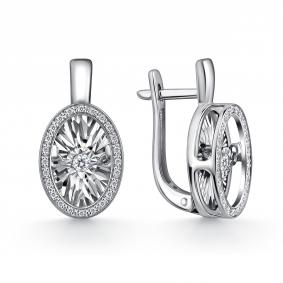 Серьги из белого золота GRIGORIEV Г02-12-5498-31-00-1 с бриллиантом Г02-12-5498-31-00-1 фото
