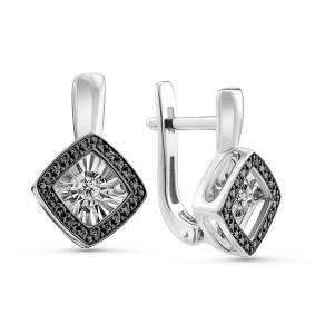 Серьги из белого золота GRIGORIEV Г02-12-5499-13-00 с бриллиантом и чёрным бриллиантом Г02-12-5499-13-00 фото