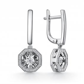 Серьги из белого золота GRIGORIEV Г02-12-5628-11-00-1 с бриллиантом Г02-12-5628-11-00-1 фото