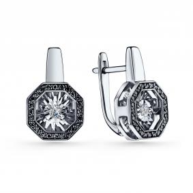Серьги из белого золота GRIGORIEV Г02-12-5628-13-00 с бриллиантом и чёрным бриллиантом Г02-12-5628-13-00 фото