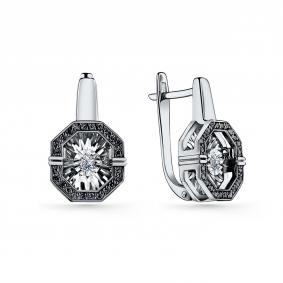 Серьги из белого золота GRIGORIEV Г02-12-5630-13-00 с бриллиантом и чёрным бриллиантом Г02-12-5630-13-00 фото