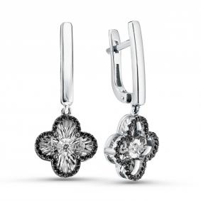 Серьги из белого золота GRIGORIEV Г02-12-5675-13-00 с бриллиантом и чёрным бриллиантом Г02-12-5675-13-00 фото