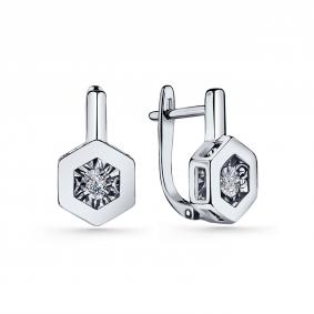 Серьги из белого золота GRIGORIEV Г02-12-5745-11-00-1 с бриллиантом Г02-12-5745-11-00-1 фото