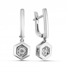 Серьги из белого золота GRIGORIEV Г02-12-5745-11-00 с бриллиантом Г02-12-5745-11-00 фото