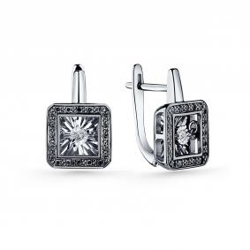 Серьги из белого золота GRIGORIEV Г02-12-5890-13-00 с бриллиантом и чёрным бриллиантом Г02-12-5890-13-00 фото