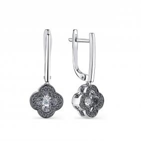 Серьги из белого золота GRIGORIEV Г02-12-5891-13-00-1 с бриллиантом и чёрным бриллиантом Г02-12-5891-13-00-1 фото