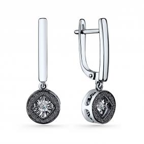 Серьги из белого золота GRIGORIEV Г02-12-5924-13-00-1 с бриллиантом и чёрным бриллиантом Г02-12-5924-13-00-1 фото