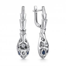 Серьги из белого золота GRIGORIEV Г02-12-5941-31-02-2 с бриллиантом и сапфиром Г02-12-5941-31-02-2 фото