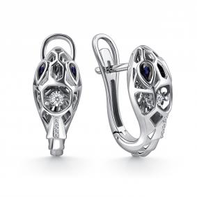 Серьги из белого золота GRIGORIEV Г02-12-5941-31-02 с бриллиантом и сапфиром Г02-12-5941-31-02 фото