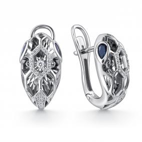 Серьги из белого золота GRIGORIEV Г02-12-5942-31-02 с бриллиантом и сапфиром Г02-12-5942-31-02 фото