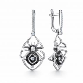 Серьги из белого золота GRIGORIEV Г02-12-5954-13-00-2 с бриллиантом и чёрным бриллиантом Г02-12-5954-13-00-2 фото