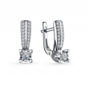 Серьги из белого золота GRIGORIEV Г02-12-6794-31-00-24 с бриллиантом Г02-12-6794-31-00-24 фото