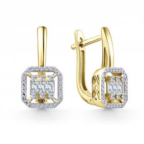 Серьги из лимонного золота GRIGORIEV Г02-13-01057-11-00 с бриллиантом Г02-13-01057-11-00 фото